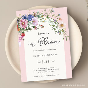 Pink Wildflower Love in Bloom Bridal Shower Invitation