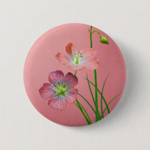 Pink Wildflower on Burgundy 6 Cm Round Badge