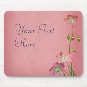 Pink Wildflower on Burgundy Mouse Pad