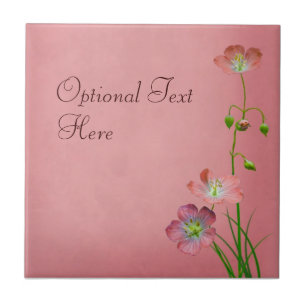 Pink Wildflower on Burgundy Tile