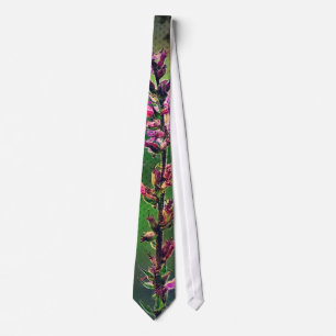 Pink Wildflower On Olive Green Tie