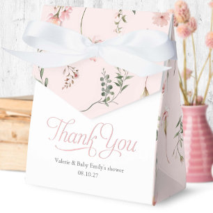 Pink Wildflower pattern elegant Baby Girl Shower  Favour Box