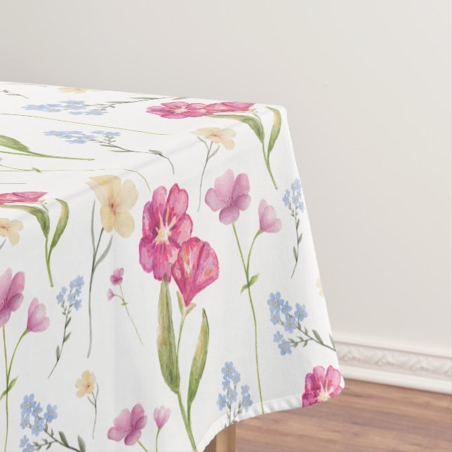 Pink Wildflower Pattern Tablecloth (In Situ)
