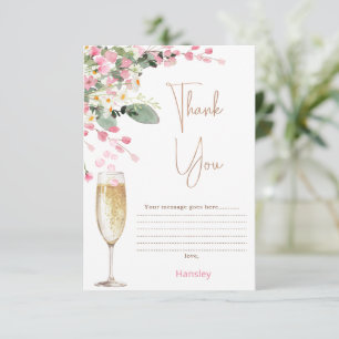 Pink Wildflower Petal Bridal Shower Thank You Card