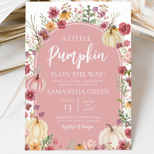 Pink Wildflower Pumpkin Baby Shower Invitation