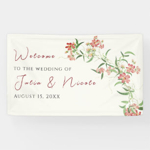 Pink Wildflower Rose Spring Garland Wedding Banner