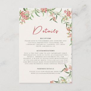 Pink Wildflower Rose Spring Garland Wedding Enclosure Card