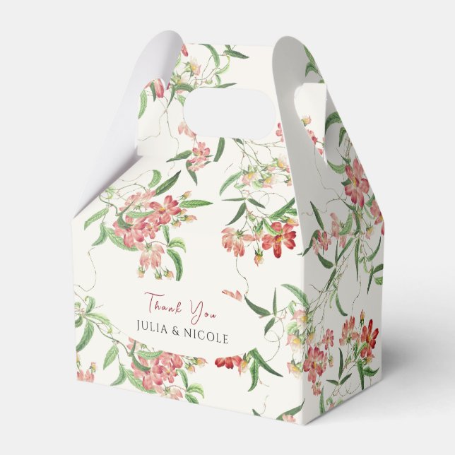 Pink Wildflower Rose Spring Garland Wedding Favour Box (Front Side)