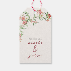 Pink Wildflower Rose Spring Garland Wedding Gift Tags