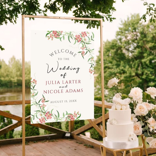 Pink Wildflower Rose Spring Garland Wedding Poster (Creator Uploaded)