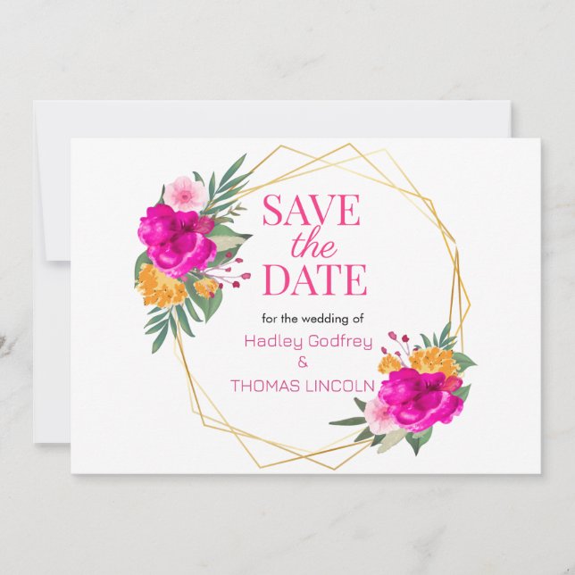 Pink Wildflower Spring Save The Date Invitation (Front)
