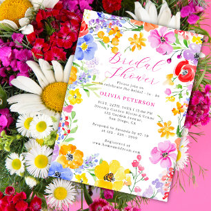Pink Wildflower Summer Garden Bridal Shower  Invitation