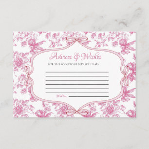 Pink Wildflower Tea Advices & WIshes Bridal Shower Enclosure Card
