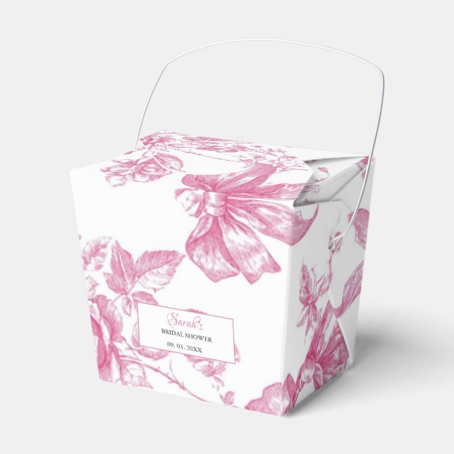 Pink Wildflower Tea Bridal Shower Favour Box (Front Side)