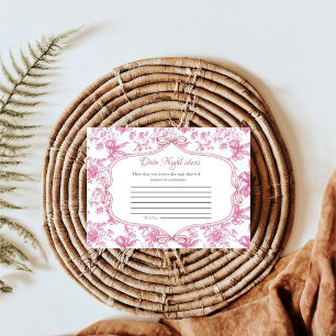 Pink Wildflower Tea Date Night Ideas Bridal Shower Enclosure Card