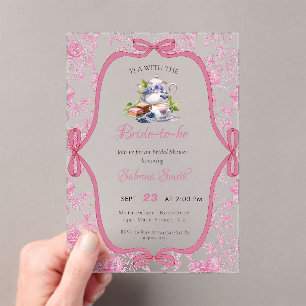 Pink Wildflower Tea Party Bridal Shower Invitation
