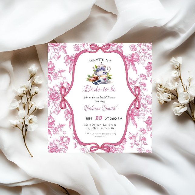 Pink Wildflower Tea Party Bridal Shower Invitation (Creator Uploaded)