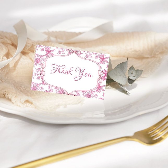 Pink Wildflower Tea Party Bridal Shower Thank You Card (Creator Uploaded)