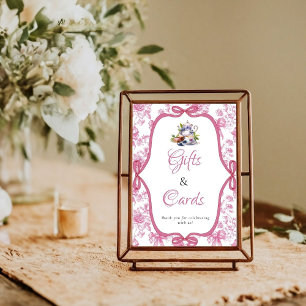 Pink Wildflower Tea  Party Gifts & Card Sign