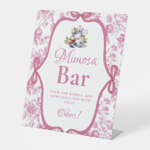 Pink Wildflower Tea Party  Mimosa Bar  Sign