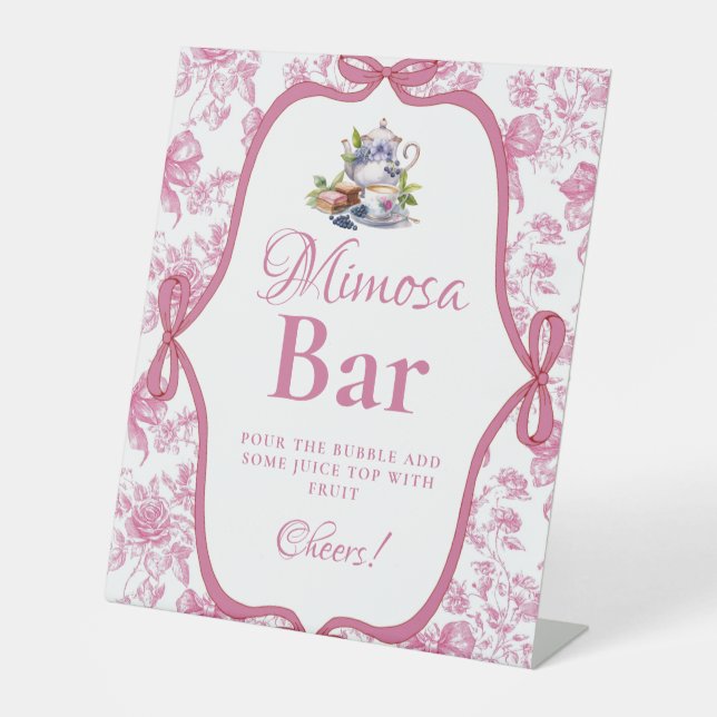 Pink Wildflower Tea Party  Mimosa Bar  Sign (Front)
