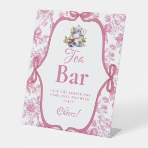 Pink Wildflower Tea Party Mimosa Bar Sign