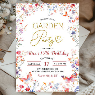 Pink Wildflower Teens Birthday Invitation