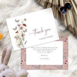 Pink Wildflower Thank You Cards