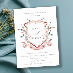 Pink Wildflower Watercolor Crest Morning After Invitation