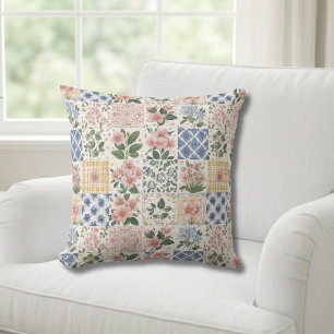 Pink Wildflower Watercolor Floral Cushion