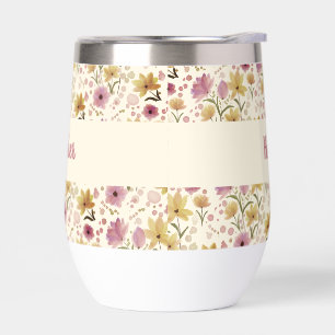 Pink Wildflower Watercolor Monogram Named