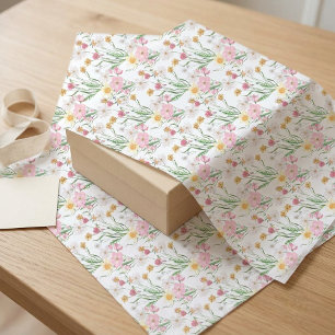 Pink Wildflower Watercolor Tissue Paper