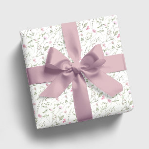 Pink Wildflower Watercolor Wrapping Paper