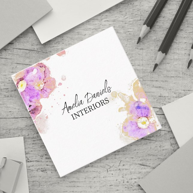 Pink Wildflower Watercolour Business Card (Bring some floral elegance to your business cards)