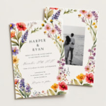 Pink Wildflower Wedding Invitation Suite,Garden We