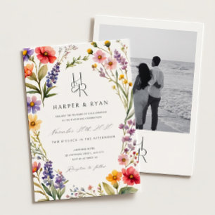 Pink Wildflower Wedding Invitation Suite,Garden We