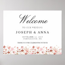 Pink Wildflower Welcome Sign 