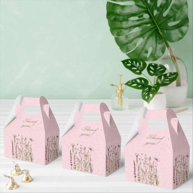 Pink Wildflowers Border On a Pink Background Favour Box (Multiple)