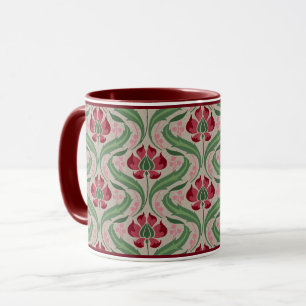 Pink Wildflowers Damask Coffee Mug