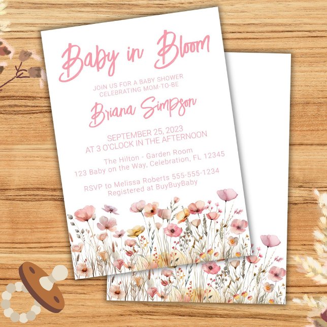 Pink Wildflowers Girl Baby Shower Invitation (Creator Uploaded)