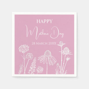 Pink Wildflowers Happy Mother’s Day Napkin