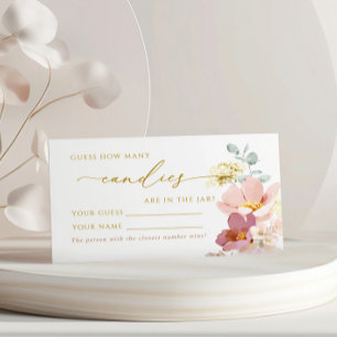 Pink Wildflowers How Many Candies Shower Game card