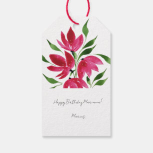 Pink Wildflowers Loose Watercolor Art Gift Tags