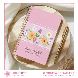 Pink Wildflowers Personalised Weekly Planner