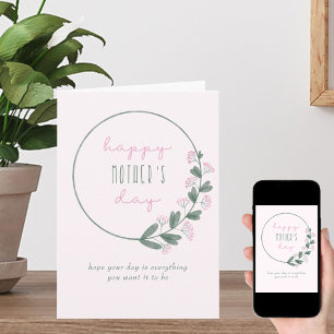 Pink Wildflowers Simple Happy Mother's Day Card