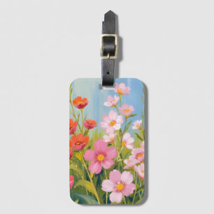 Pink Wildflowers   Watercolor Floral Painting Luggage Tag