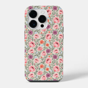 Pink Wildflowers Watercolor iPhone 14 Pro Case