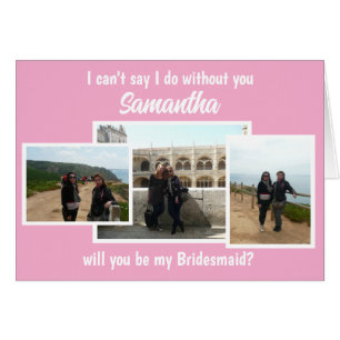 Pink Will you be my Bridesmaid Folded Card