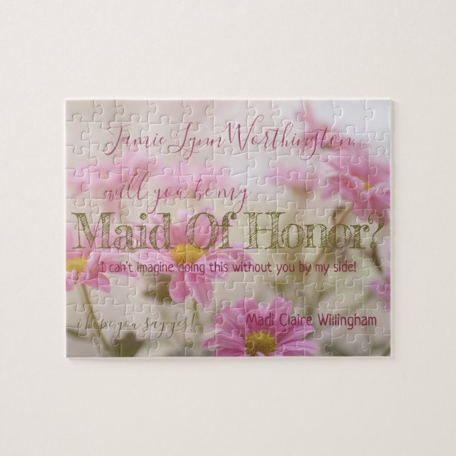 Pink Will You be My Maid of Honour Jigsaw Puzzle (Horizontal)