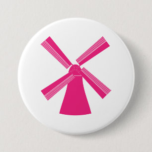 Pink Windmill 7.5 Cm Round Badge